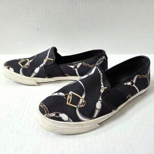 Lauren Ralph Lauren 6.5 Black Equestrian Slip On Shoes Horsebit Bridle Riding